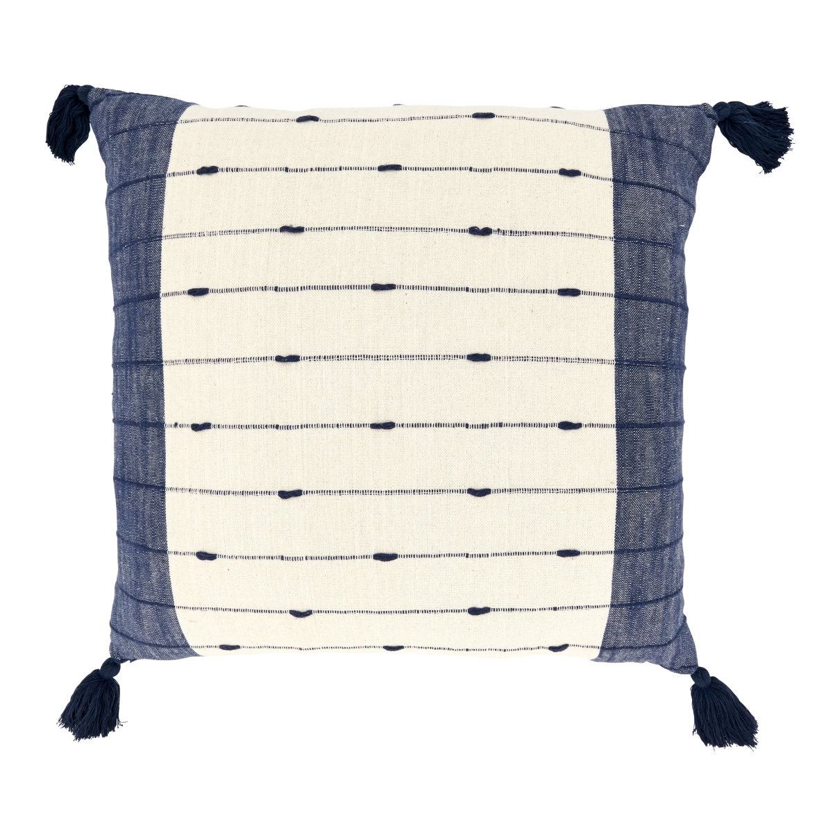 12 x 22 in. Tassel Trim Stripe Down Filled Throw Pillow, Navy Blue