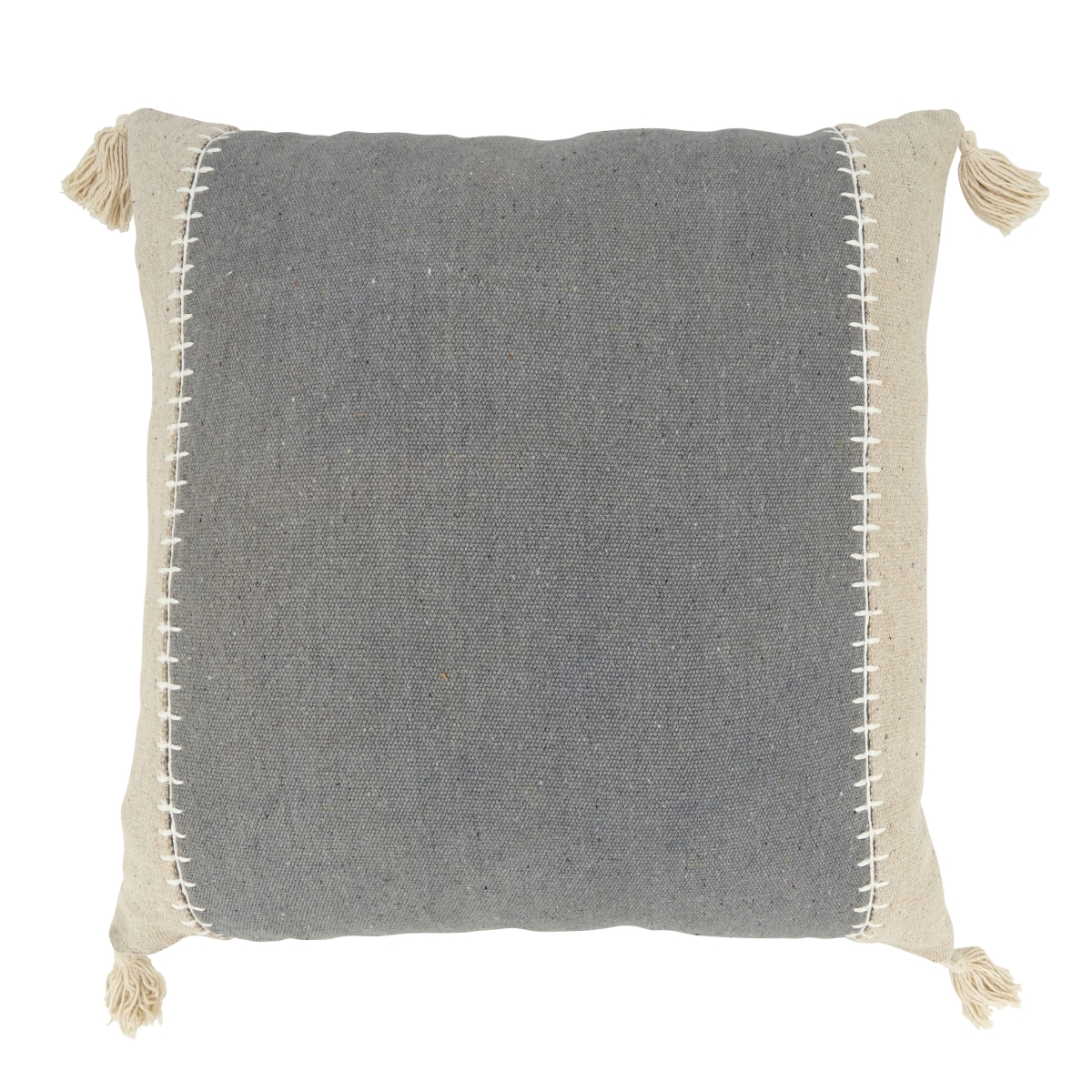 20 in. Whipstitch Banded Poly Filled Throw Pillow, Grey