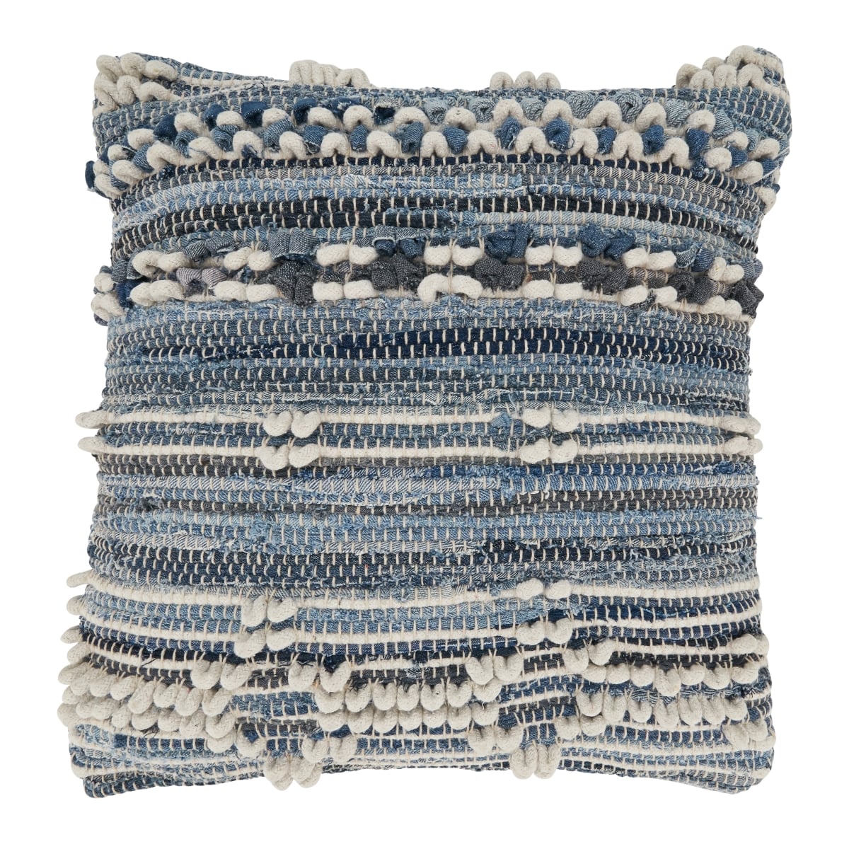 20 in. Denim Delight Chindi Throw Pillow Cover, Denim