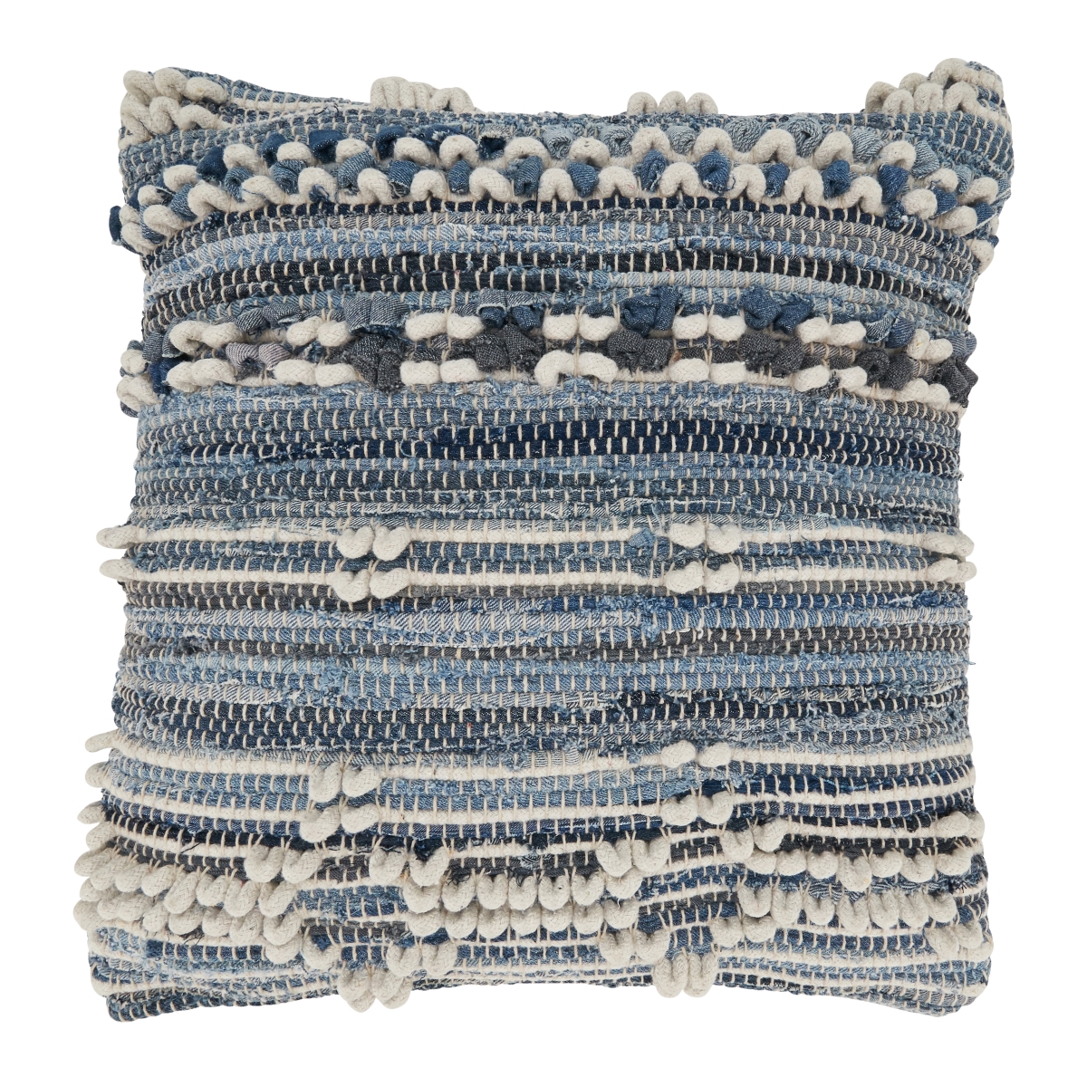 20 in. Denim Delight Chindi Poly Filled Throw Pillow, Denim