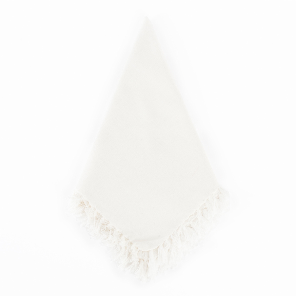 Picture of SARO 1234.OW20S 20 in. Square Fringed Design Napkin - Off White  Set of 4
