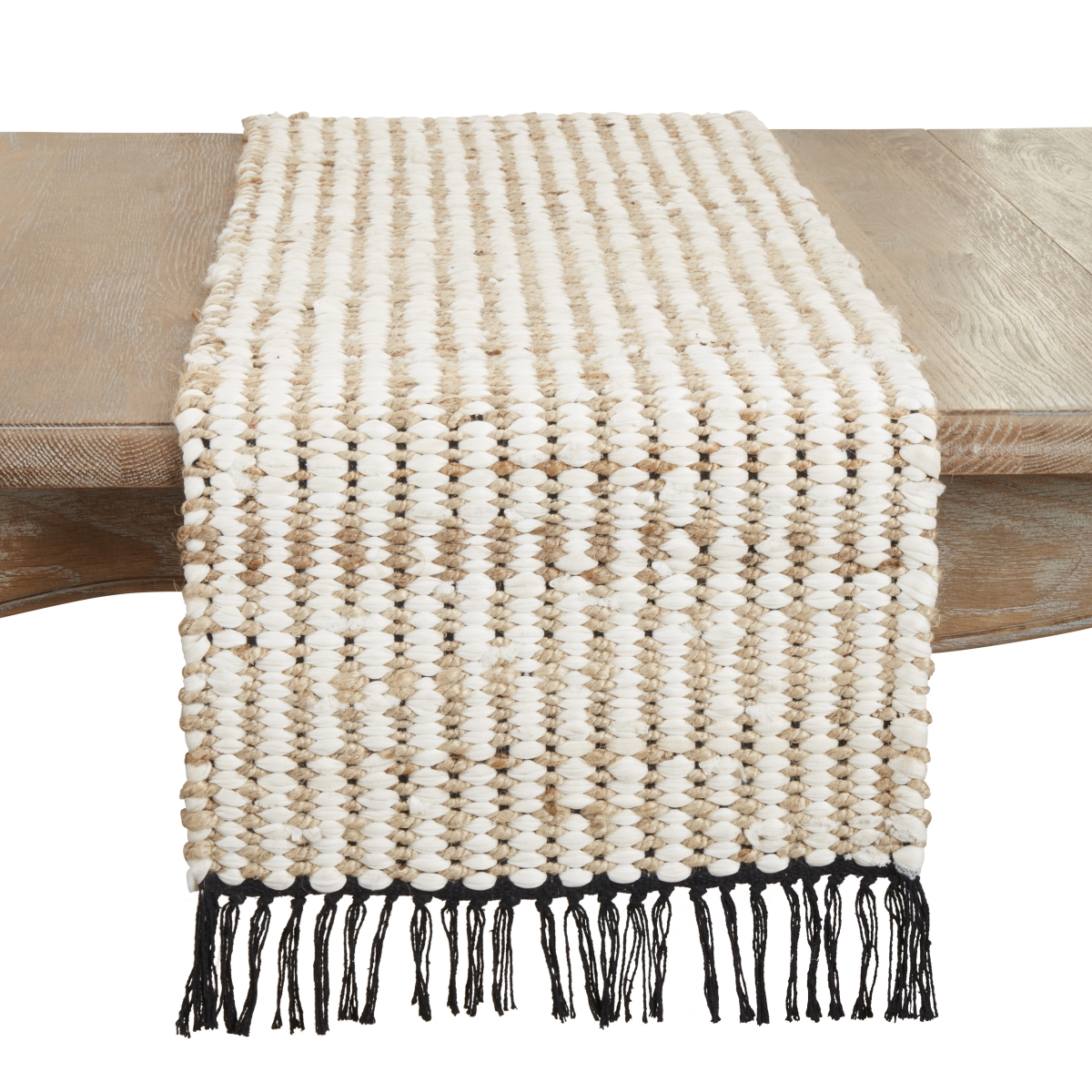 Picture of Saro Lifestyle 872.N1672B 16 x 72 in. Chunky Chindi Fringed Table Runner, Natural