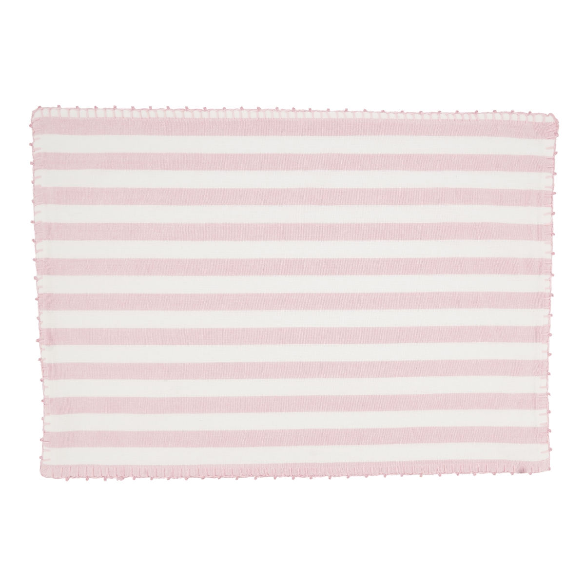 Picture of Saro Lifestyle 7041.P1420B Classic Striped Whipstitch Pom Pom Placemat, Pink - Set of 4