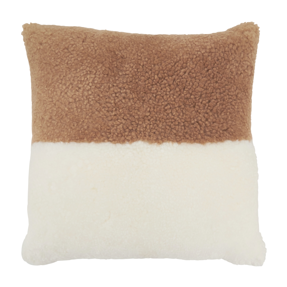 20 in. Luxurious Sheep Fur Down Filled Pillow with Two-Tone Elegance, Natural