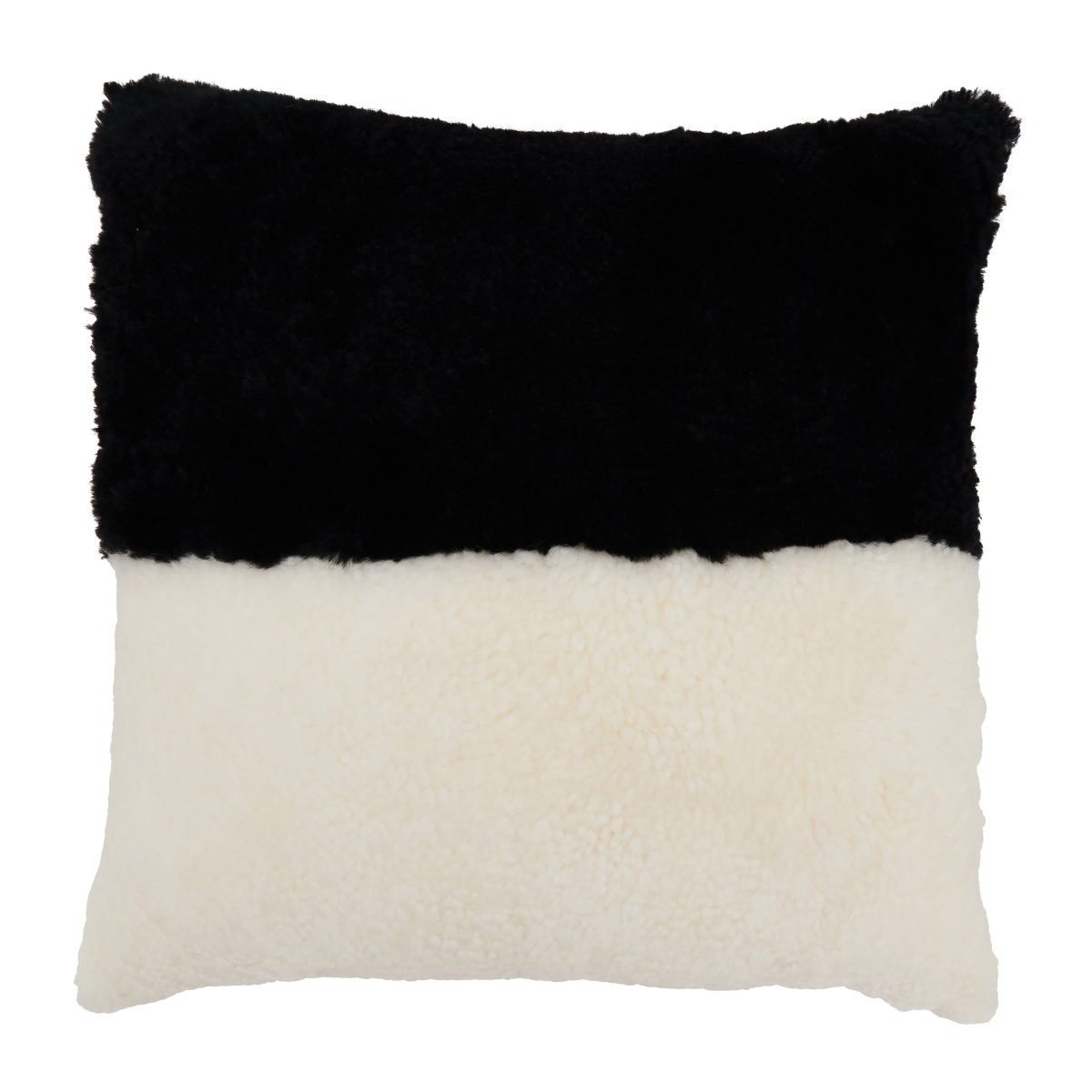 20 in. Luxurious Sheep Fur Down Filled Pillow with Two-Tone Elegance, Black