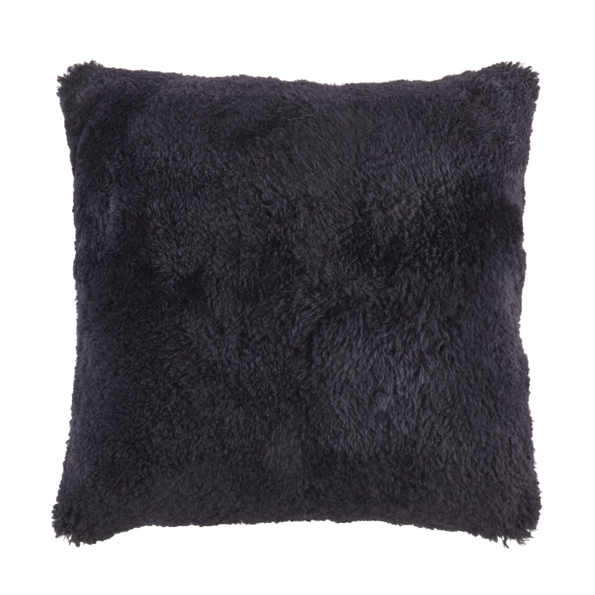 20 in. Soft & Stylish Sheep Fur Down Filled Pillow, Black