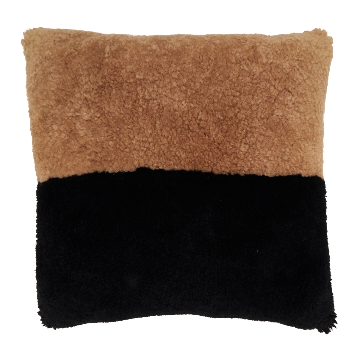 8033.BN20SP 20 in. Luxurious Sheep Fur Poly Filled Pillow with Two-Tone Elegance, Black & Natural
