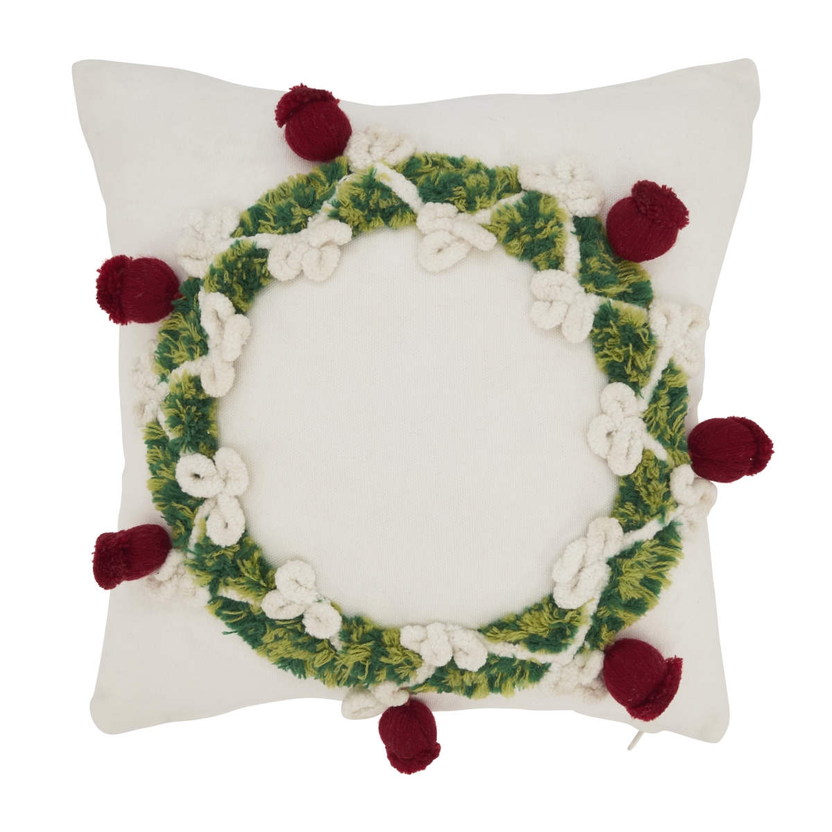 8812.M12SP 12 in. Evergreen Elegance Wreath Poly Filled Square Throw Pillow, Multi Color
