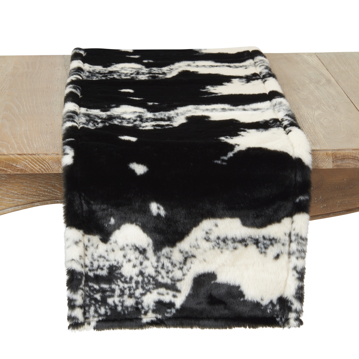 Picture of Saro Lifestyle 471.BK16108B 16 x 108 in. Faux Fur Table Runner with Cow Hide Design, Black