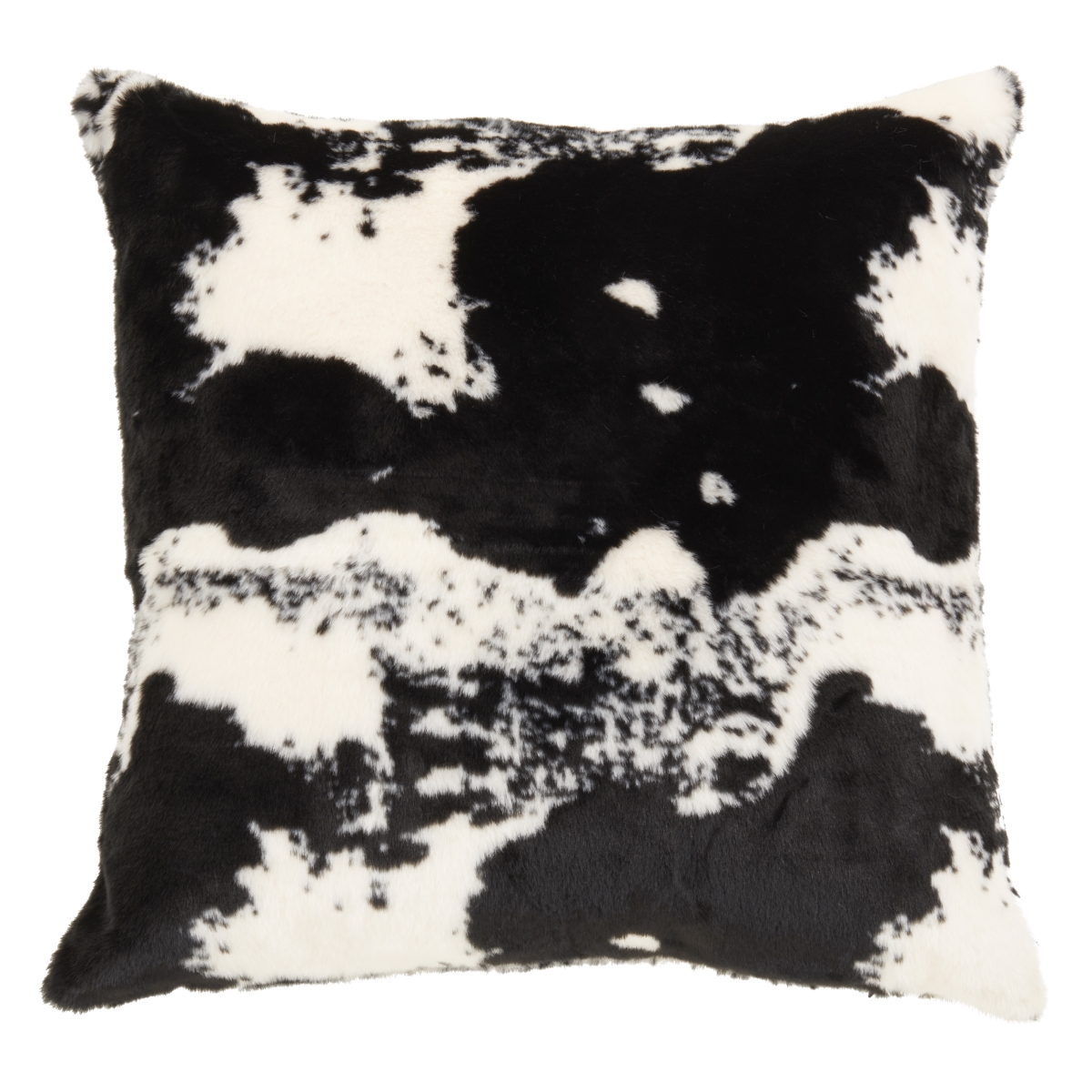 Urban Faux Cowhide Throw Pillow - Black - 18 in. - Poly Filled