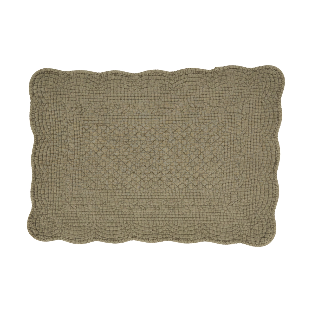 Picture of Saro Lifestyle 1400.OL1420B 14 x 20 in. Charming Quilted Oblong Placemat, Olive - Set of 4