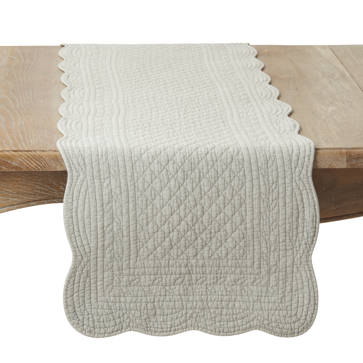 Picture of Saro Lifestyle 1400.BG1672B 16 x 72 in. Charming Quilted Oblong Table Runner, Blue & Grey