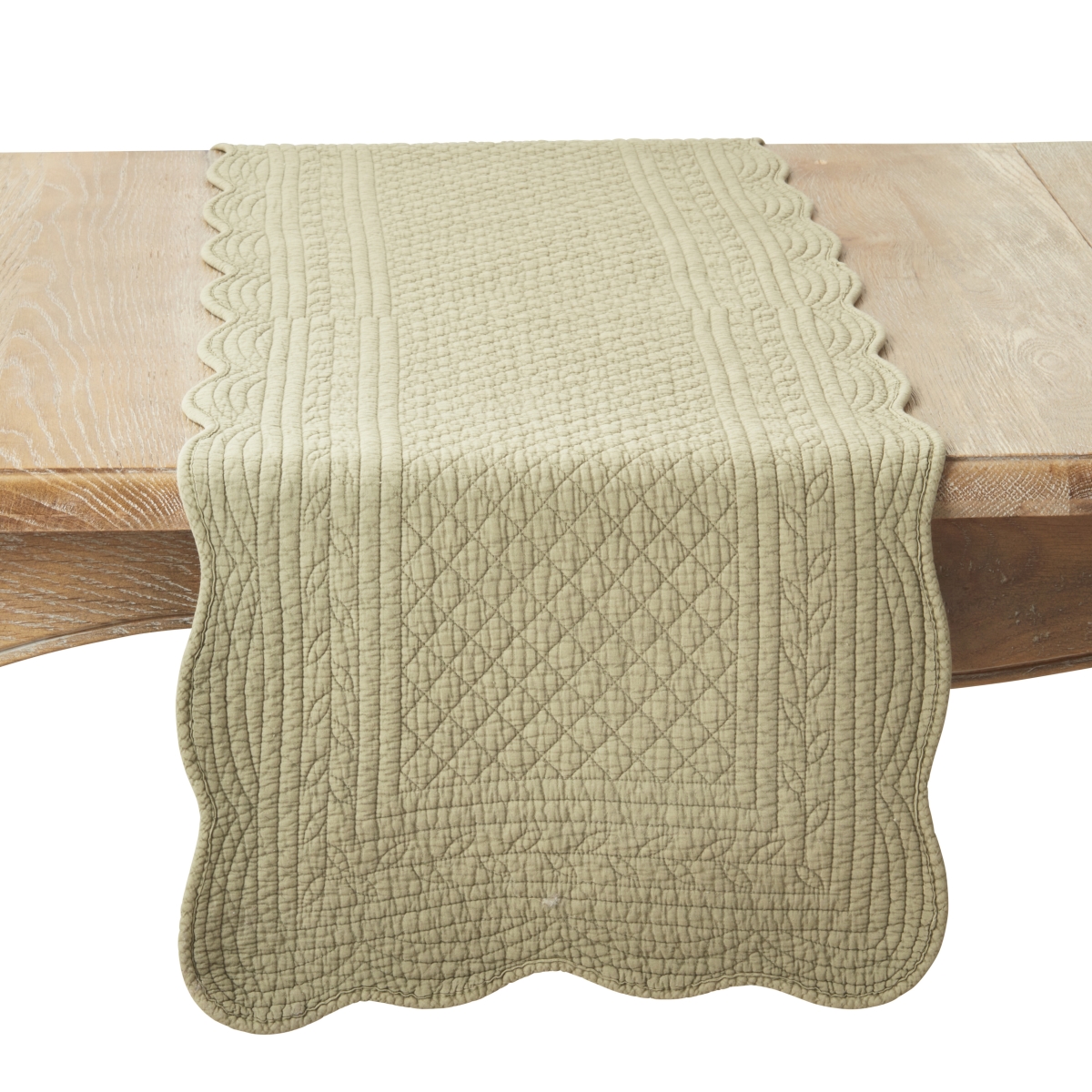 Picture of Saro Lifestyle 1400.OL1672B 16 x 72 in. Charming Quilted Table Runner, Olive