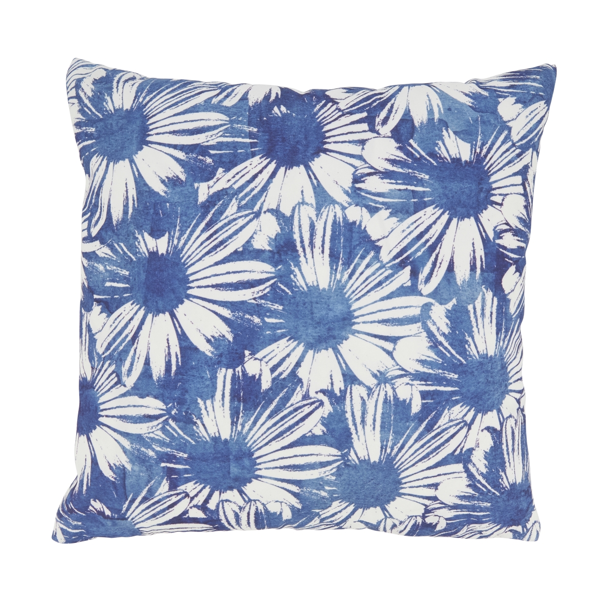 Fresh Floral Outdoor Throw Pillow - Blue - 18 in. - Durable and Plush