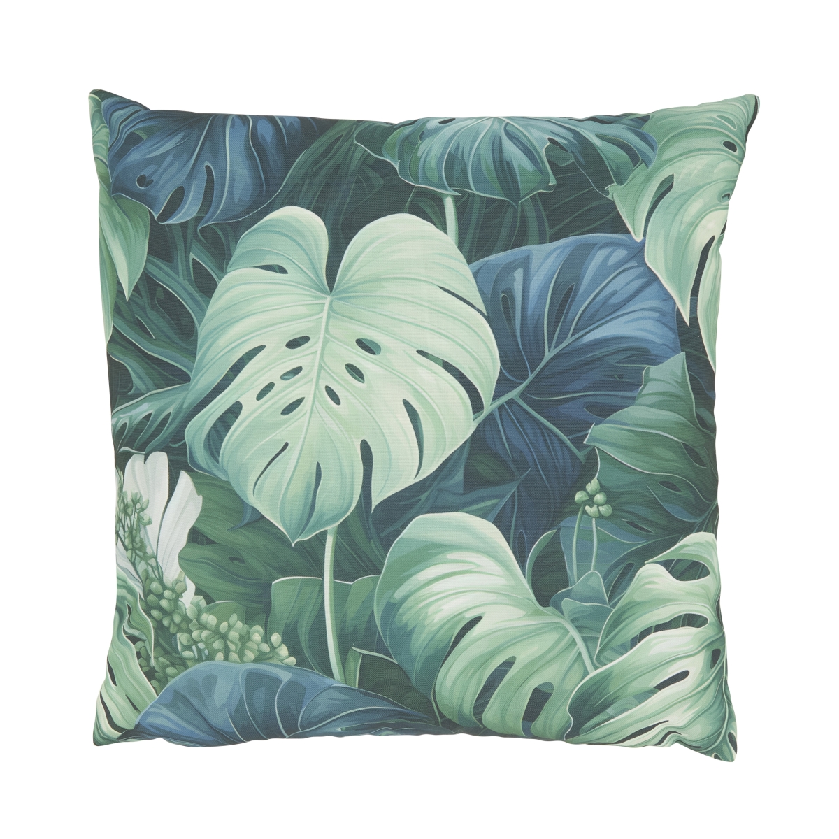 2352.G18SP 18 in. Philodendron Paradise Outdoor Poly Filled Square Throw Pillow, Green
