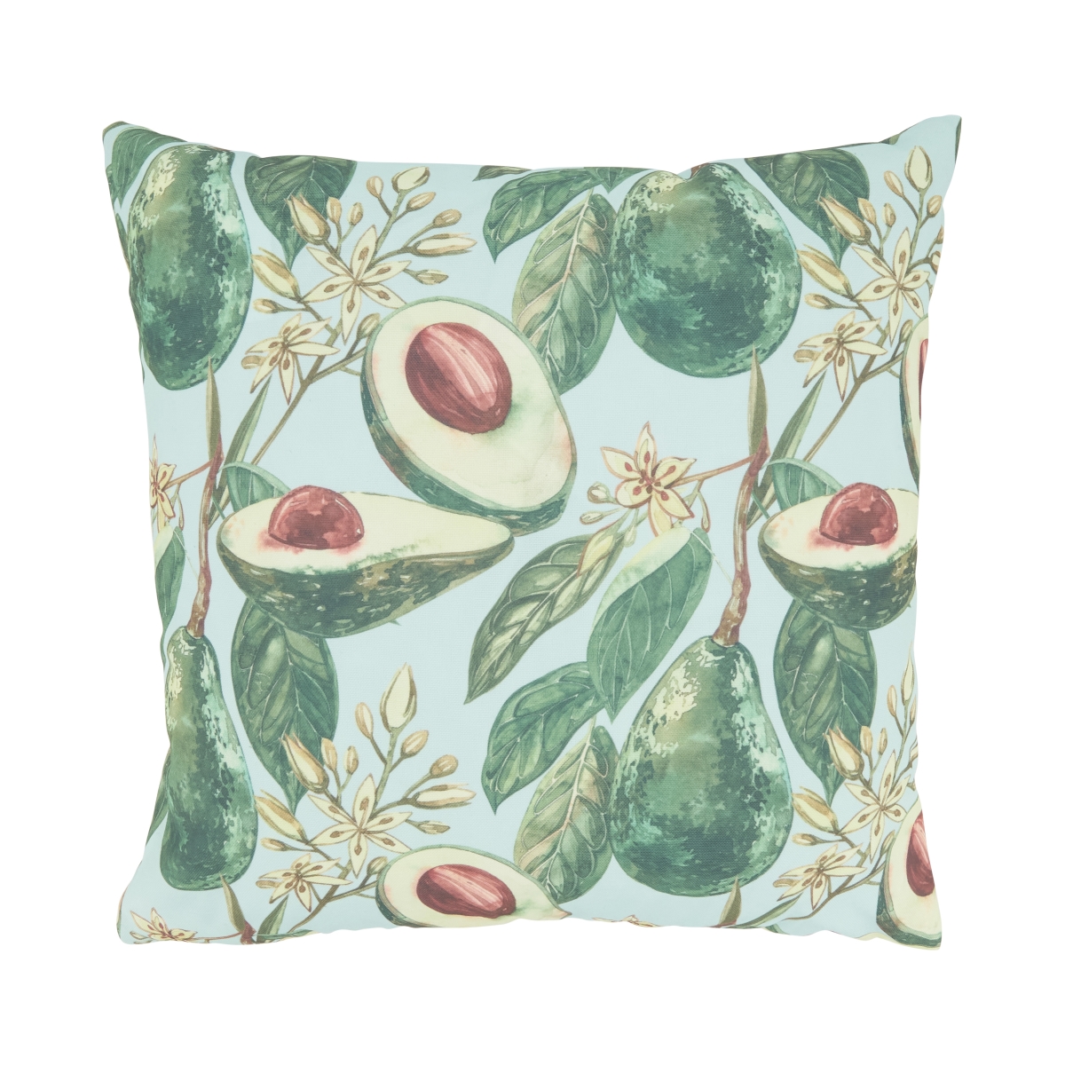 2358.G18SP 18 in. Fresh Harvest Avocado Haven Outdoor Poly Filled Square Throw Pillow, Green