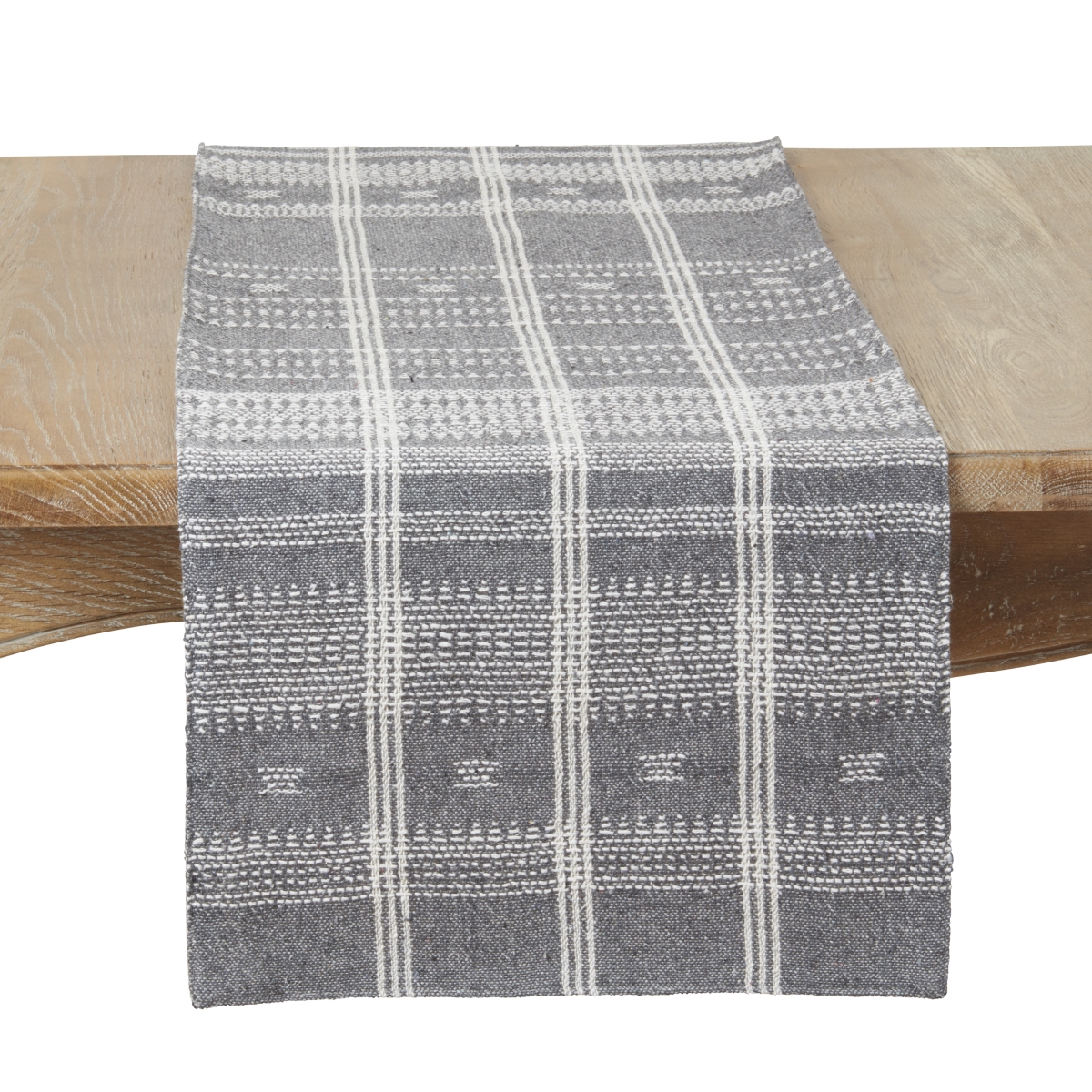 Picture of Saro Lifestyle 962.GY1672B 16 x 72 in. Modernist Woven Stripe Table Runner, Grey