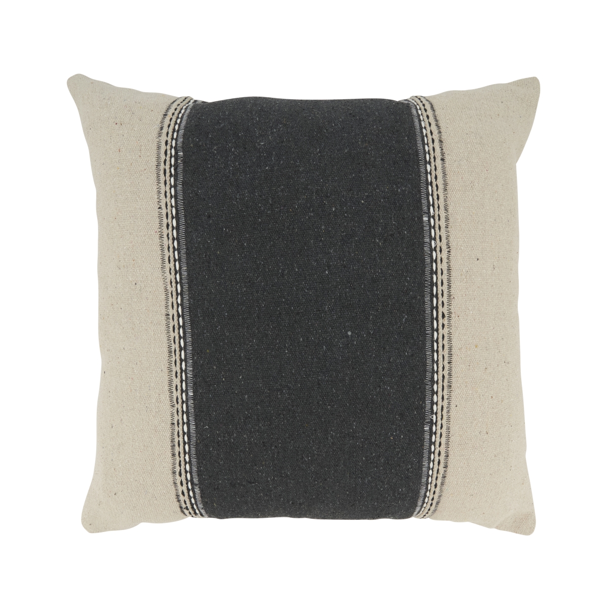 9754.BN20SD 20 in. Linear Harmony Banded Down Filled Square Throw Pillow, Black & Natural
