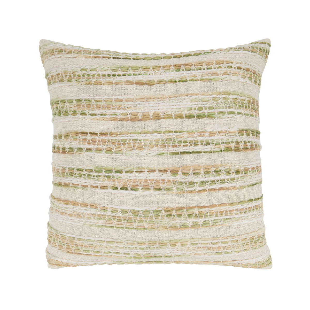 9660.G20SD Cozy Chic Striped Woven Down Filled Throw Pillow, Green