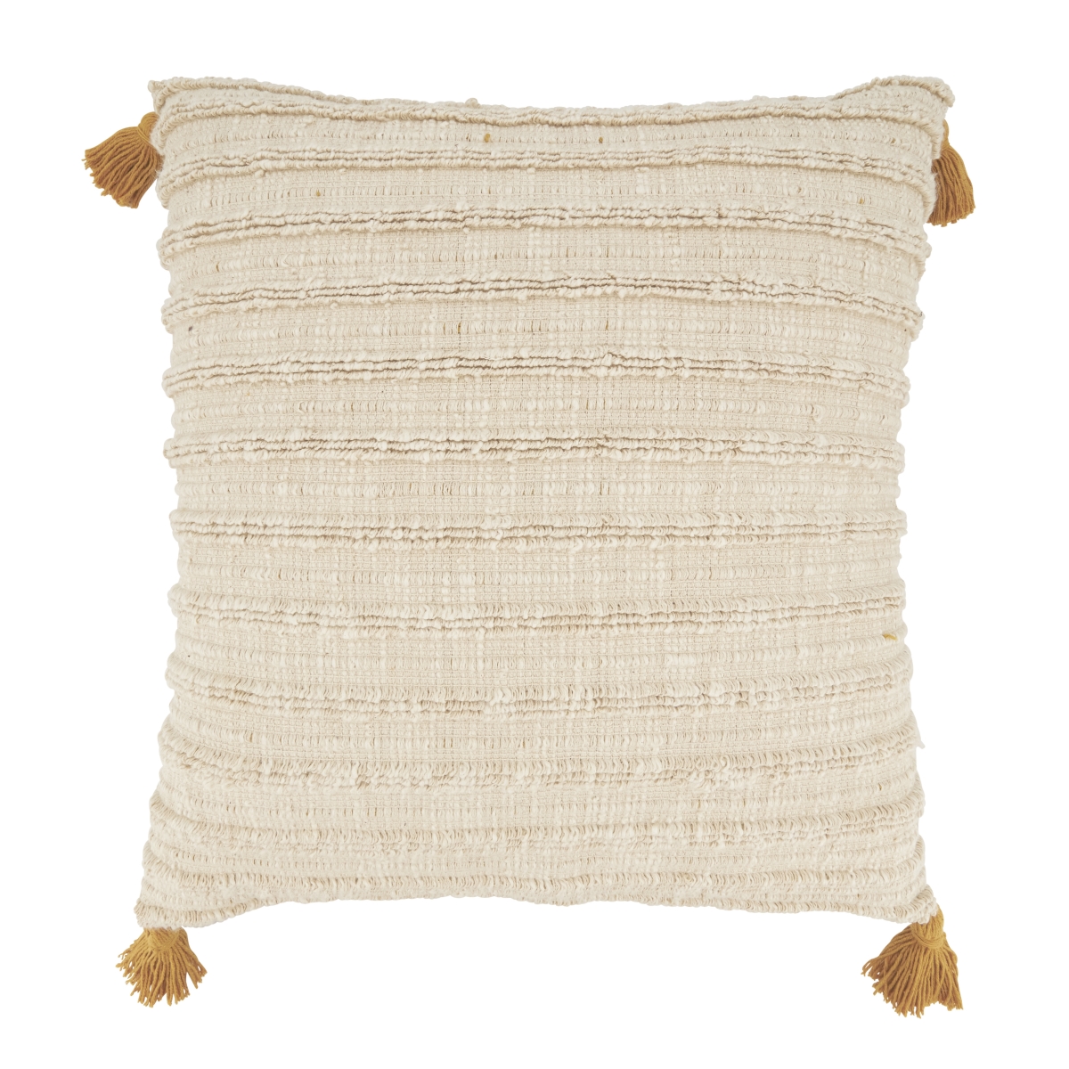 959.MU20SD 20 in. Timeless Texture Striped Woven Down Filled Square Throw Pillow, Mustard