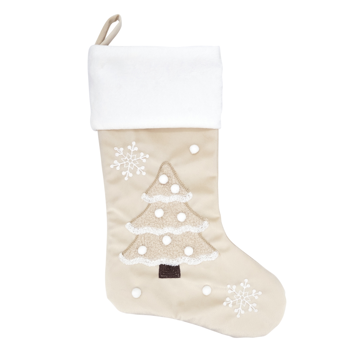 7990.N20 20 in. Traditional Cheer Christmas Tree Stocking, Natural