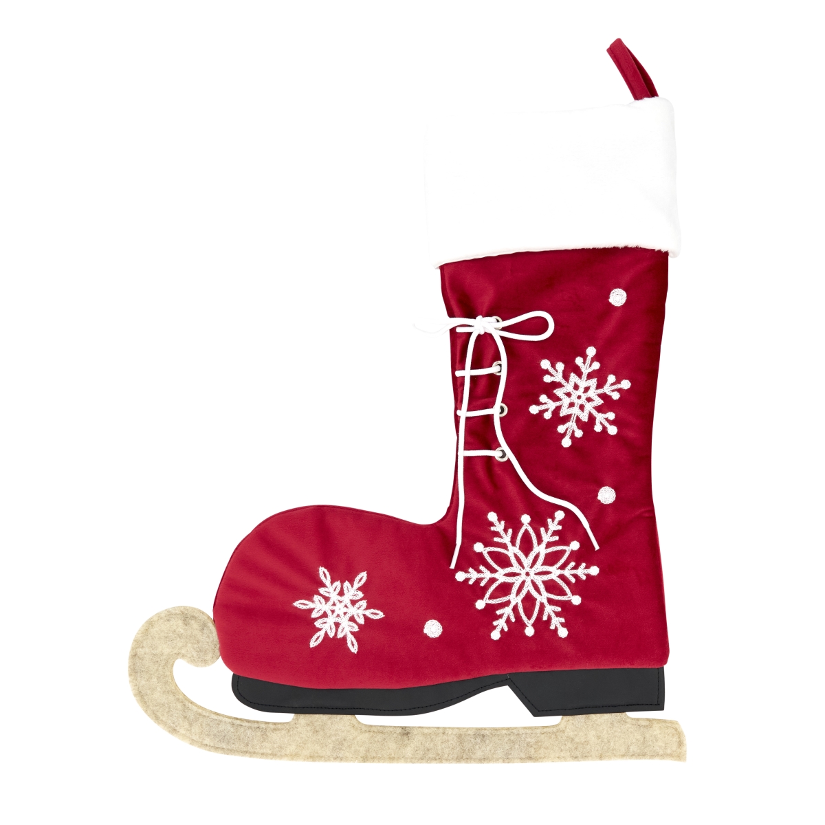 Wintry Charm Ice Skate Stocking - Red - 25 in. - Festive Holiday Decor