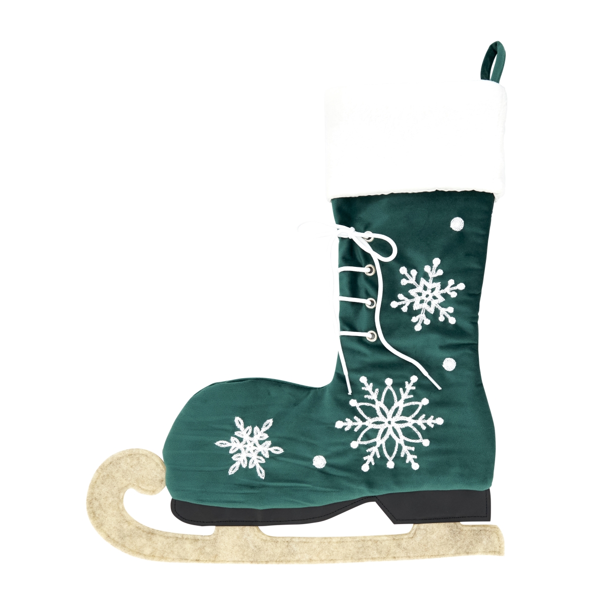8260.G25 25 in. Wintry Charm Ice Skate Stocking, Green