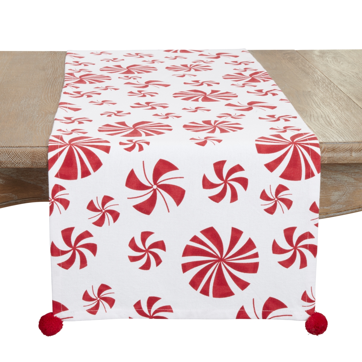 Picture of Saro Lifestyle 6153.RW1672B 16 x 72 in. Oblong Sweet Peppermint Candy Table Runner, Red & White