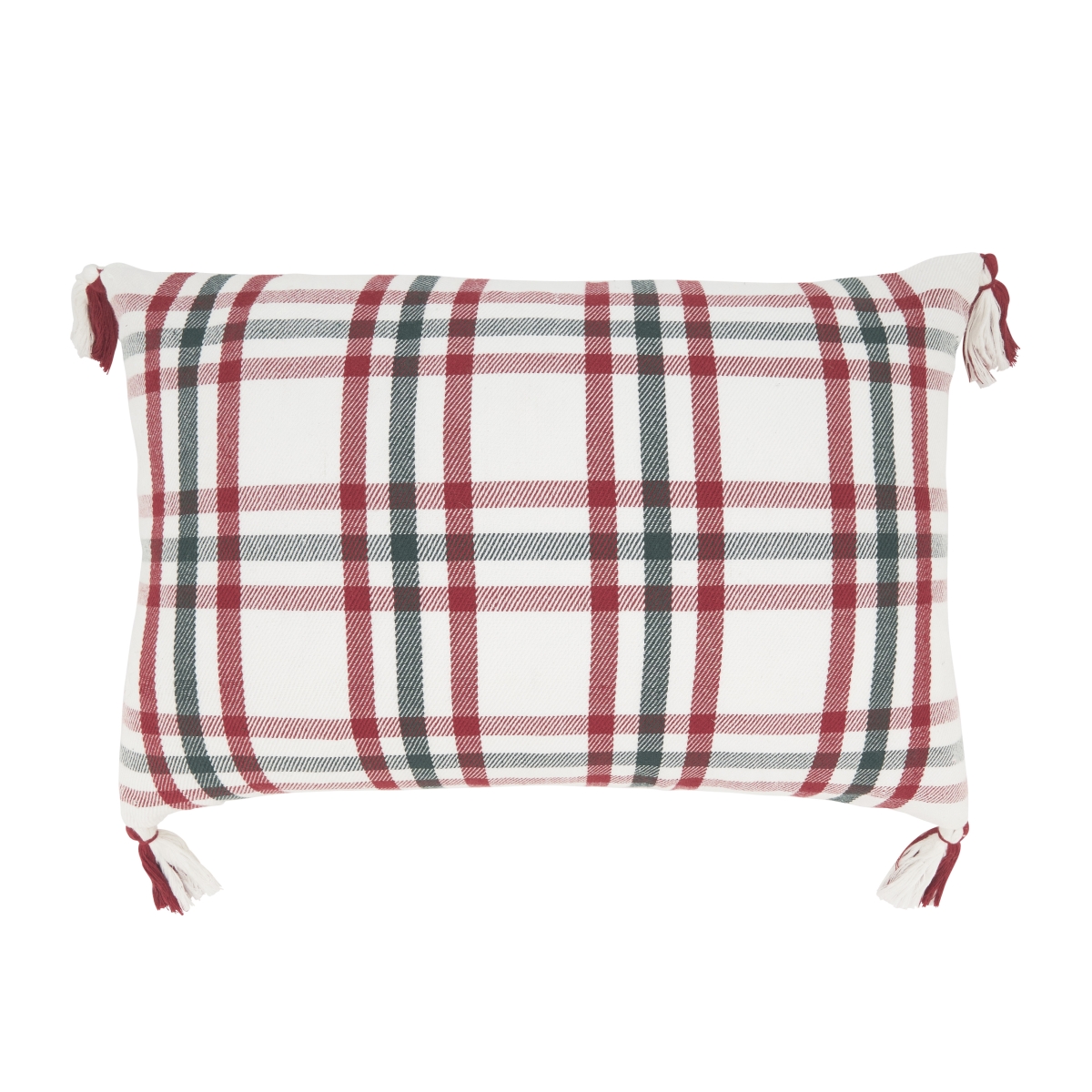 2402.RG1624BC 16 x 24 in. Tasseled Plaid Outdoor Throw Pillow Cover - Red & Green