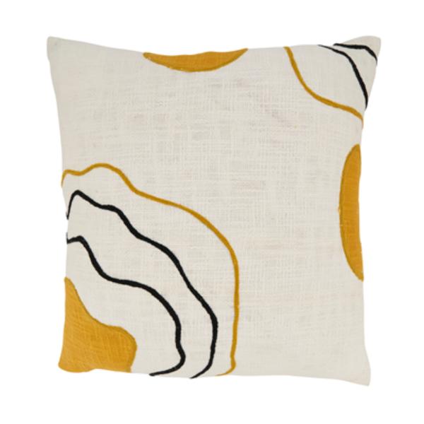 5102.MU20SD 20 in. Artistic Expression Abstract Down Filled Square Throw Pillow, Mustard