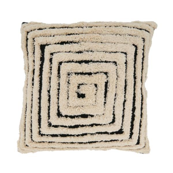 2064.BN20SD 20 in. Geometric Harmony Tufted Down Filled Square Throw Pillow, Black & Natural