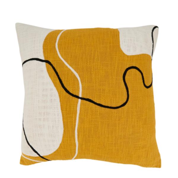 5103.MU20SP 20 in. Artistic Ambiance Abstract Poly Filled Square Throw Pillow, Mustard