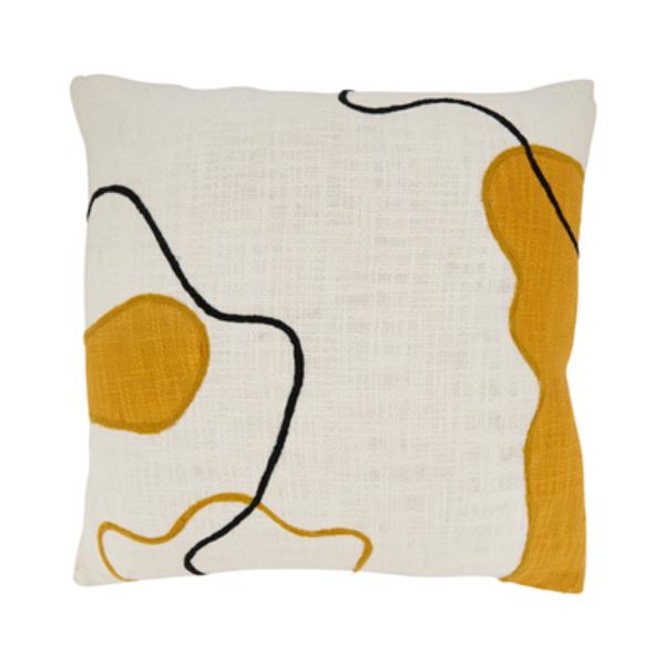 5104.MU20SP 20 in. Artistic Flair Abstract Poly Filled Square Throw Pillow, Mustard