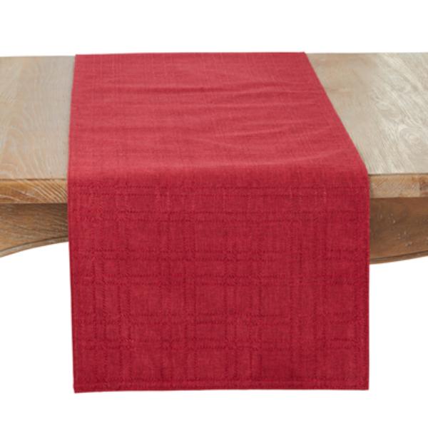 16 x 120 in. Refined Stitched Plaid Table Runner, Burgundy