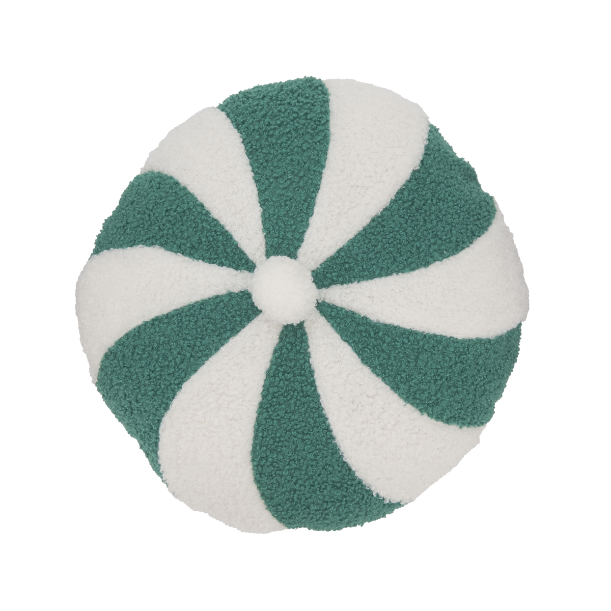 1239.WG16RP 16 in. Round Whimsical Candy Cane Poly Filled Throw Pillow, White & Green