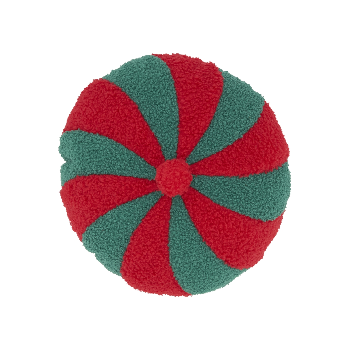 1239.RG16RP 16 in. Round Whimsical Candy Cane Poly Filled Throw Pillow, Red & Green