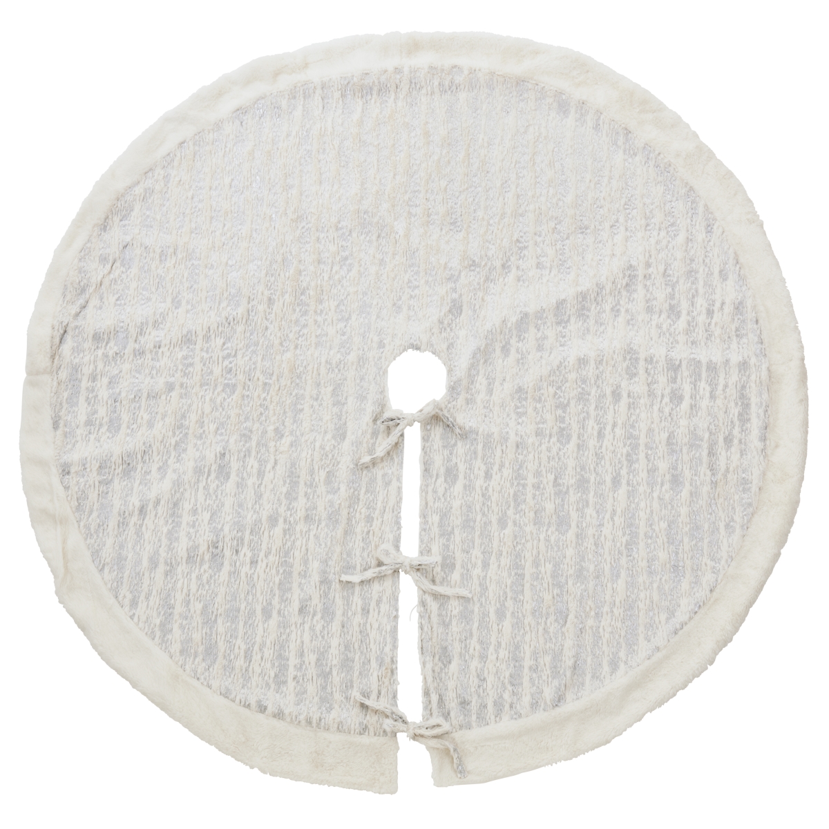 Enchanted Frost Faux Fur Tree Skirt - Silver - 60 in. - Luxurious Design