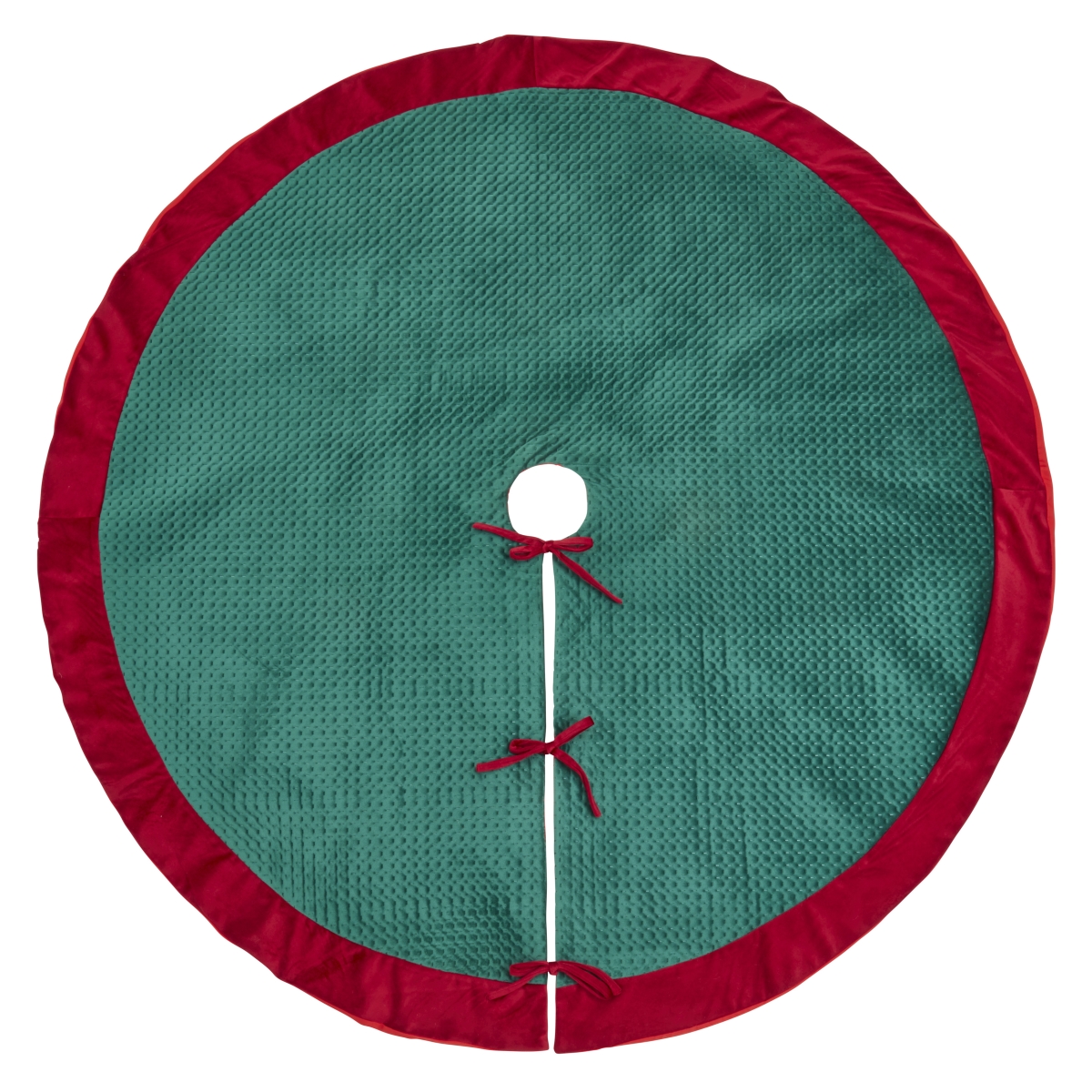 9036.RG60R 60 in. Round Pinsonic Velvet Tree Skirt, Red & Green