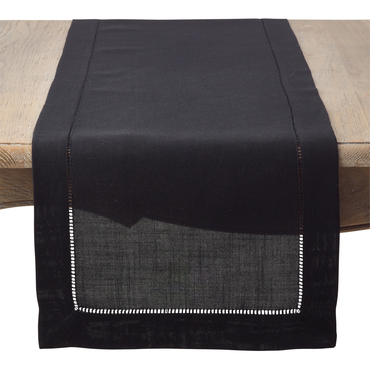 Picture of Saro Lifestyle 6304.BK1654B 16 x 54 in. Hemstitched Border Table Runner, Black