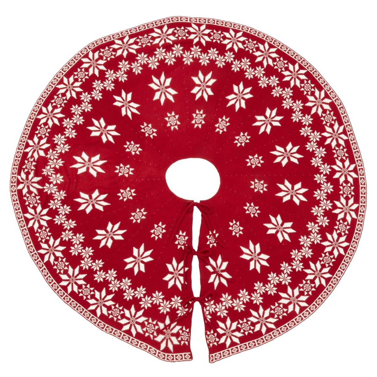 5312.R72R Dual-Sided Festive Knit Tree Skirt, Red