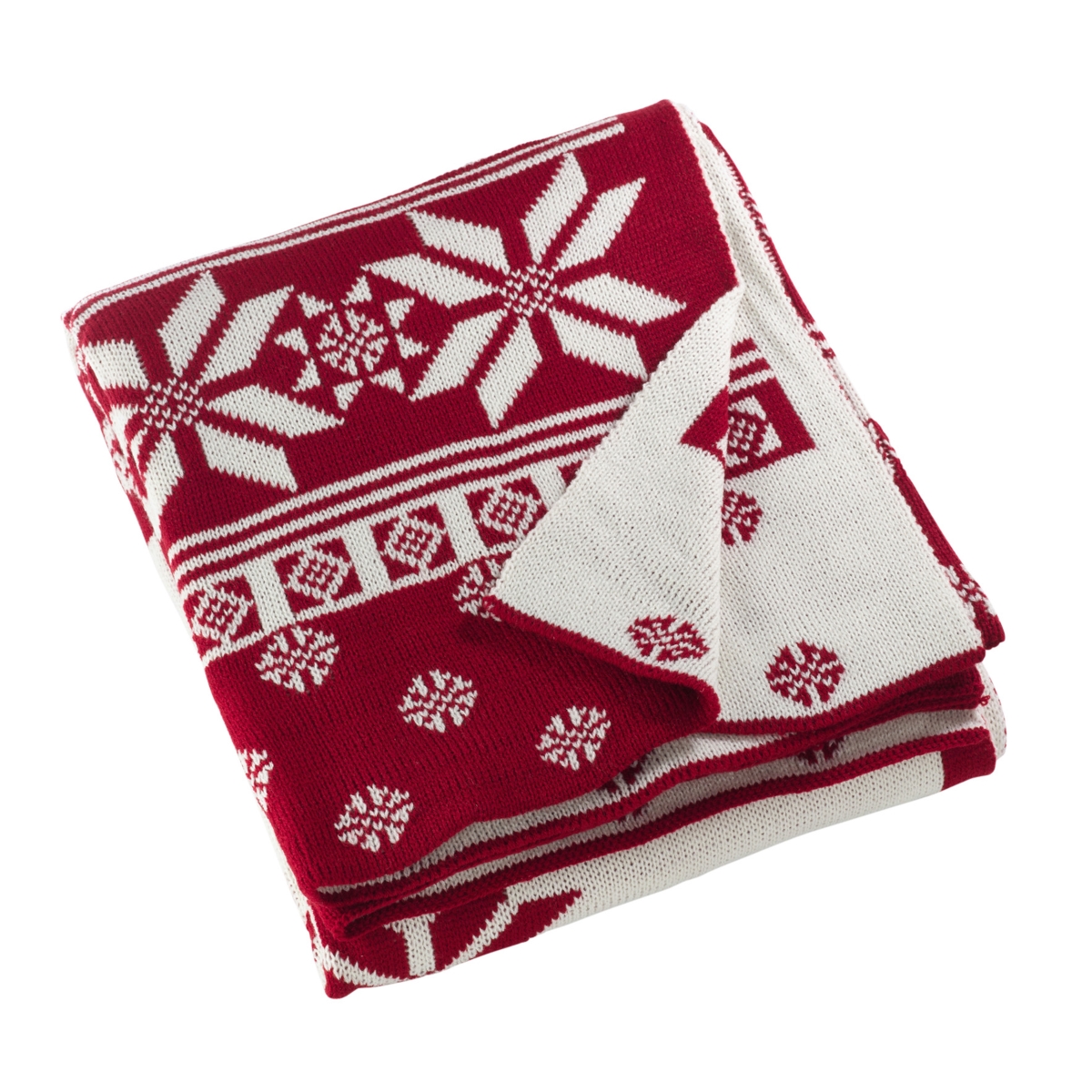 TH028.R6080 Knitted Christmas Design Throw Blanket, Red