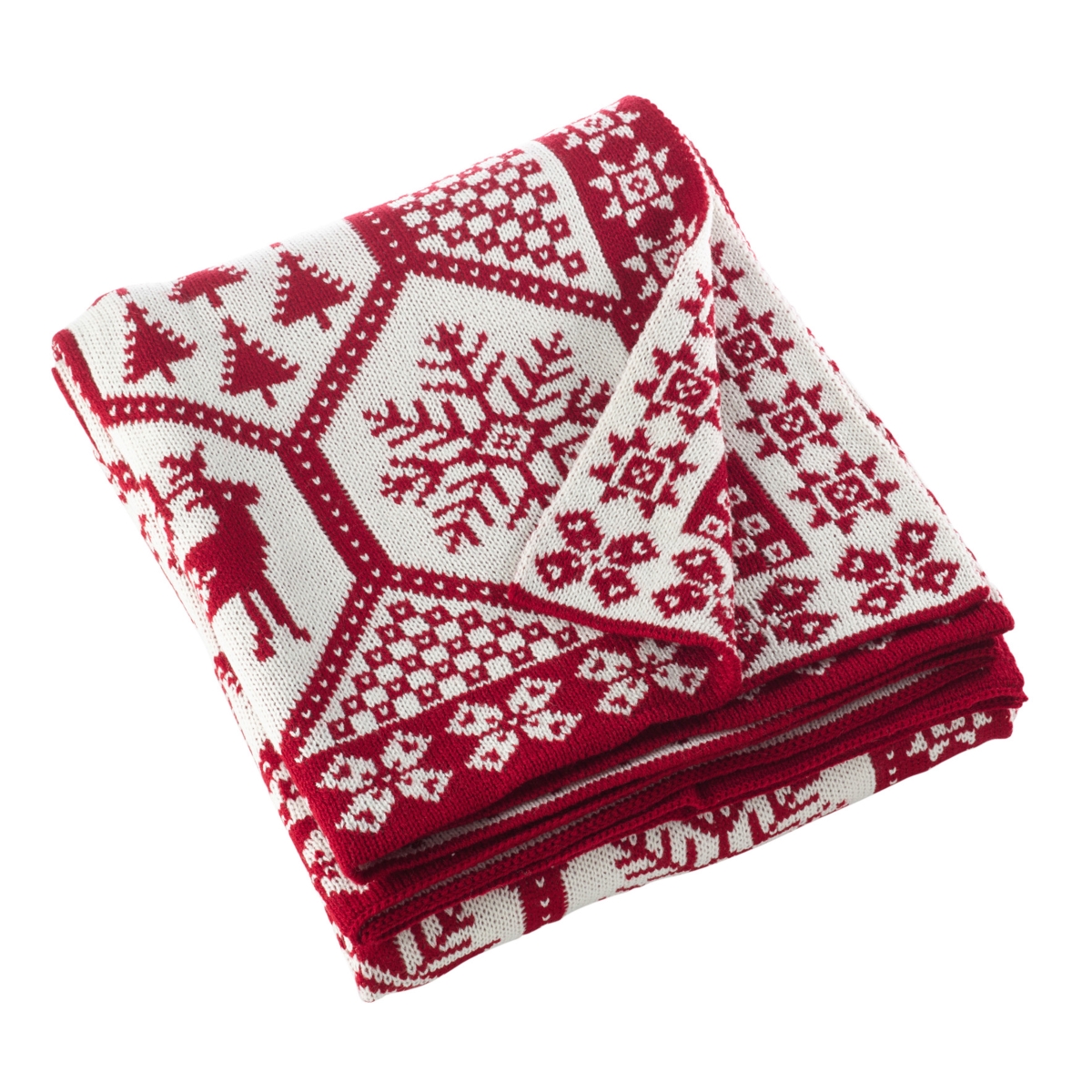 TH531.R6080 Christmas Knit Throw Blanket, Red