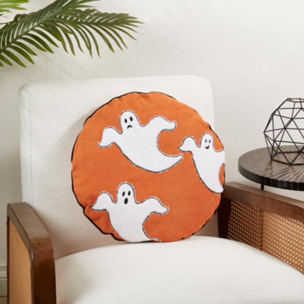 586.OR18RP 18 in. Ghost Poly Filled Square Throw Pillow, Orange
