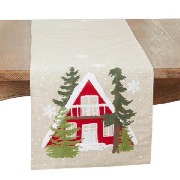 Picture of Saro Lifestyle 290.N1670B 16 x 70 in. Cozy Christmas Cottage Oblong Table Runner, Natural
