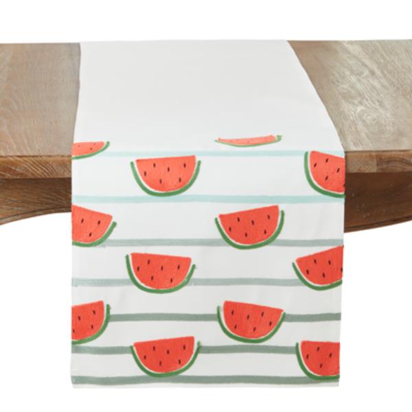Picture of Saro Lifestyle 5510.W1670B 16 x 70 in. Refreshing Watermelon Slice Oblong Table Runner, White