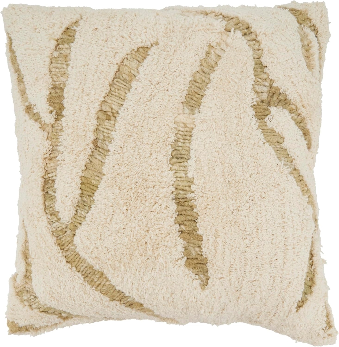 Tufted Symmetry Embroidered Throw Pillow - Natural - 20 x 20 in. - Down Filled