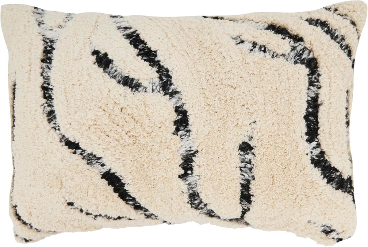 2131.BK1624BP 16 x 24 in. Tufted Symmetry Embroidered Poly Filled Rectangular Throw Pillow, Black