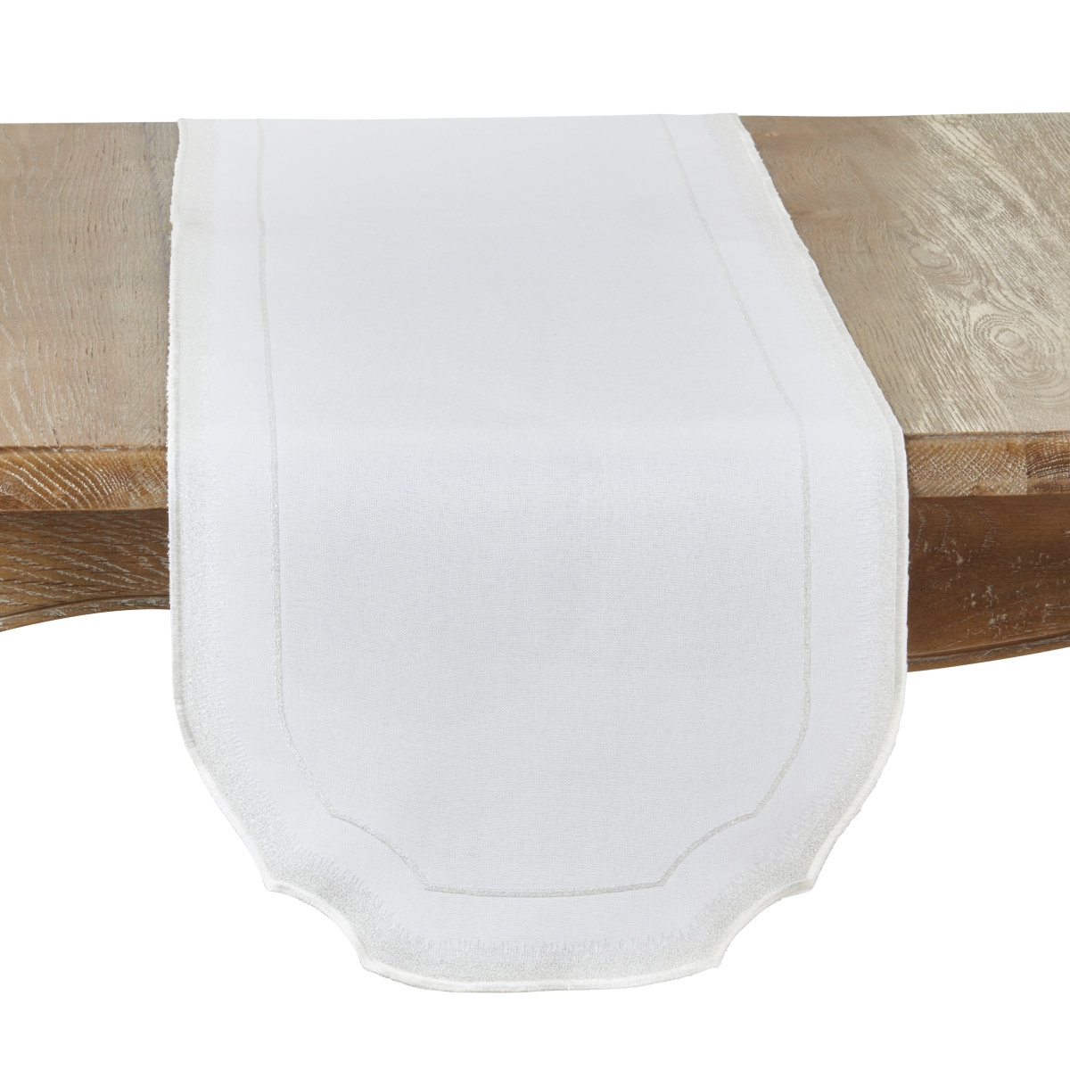 Picture of Saro Lifestyle 2941.S1670B 16 x 70 in. Silver Elegant Embroidery Detail Table Runner, White