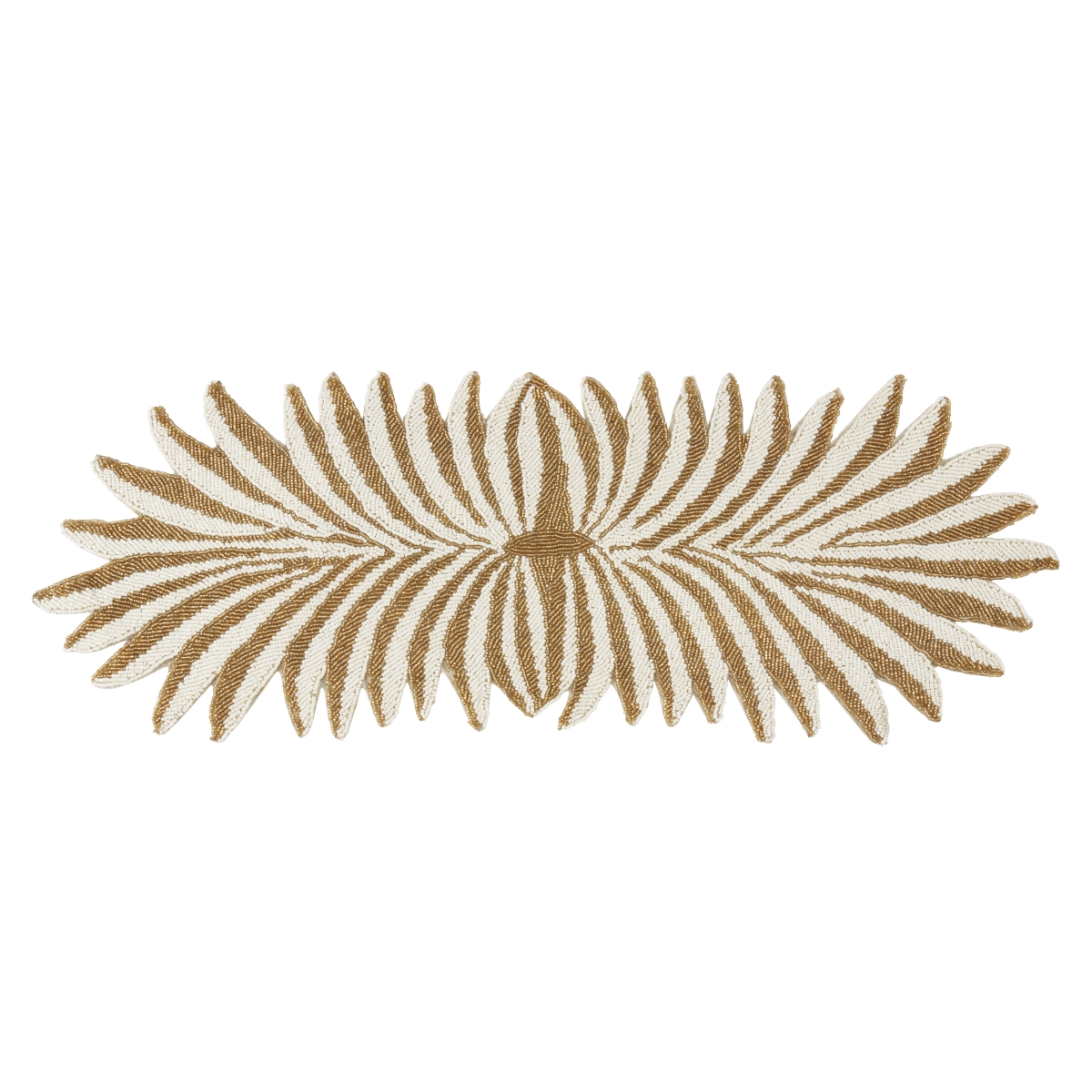 Picture of Saro Lifestyle 4815.GL1233B Leafy Elegance Beaded Table Runner - Gold