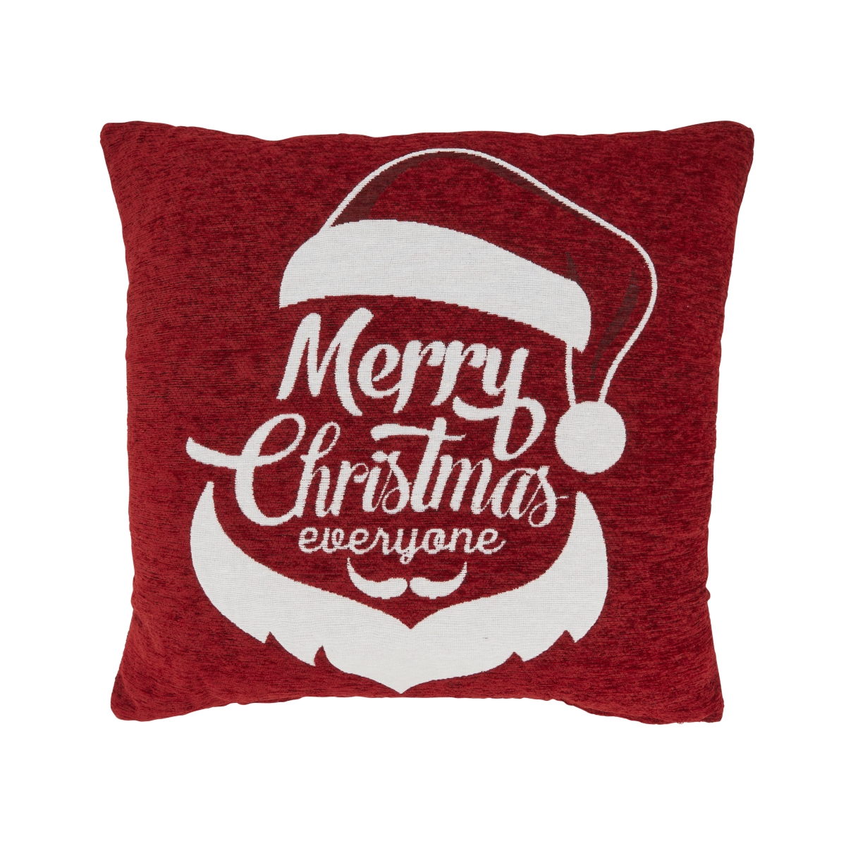9231.R18SP Festive Elegance Chenille Jacquard Santa Poly Filled Throw Pillow, Red